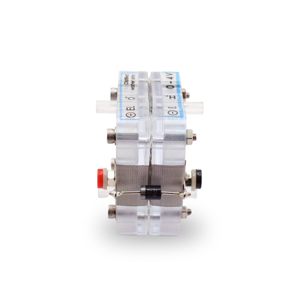 H-TEC E104 double-cell PEM electrolyzer for classroom hydrogen production, side view
