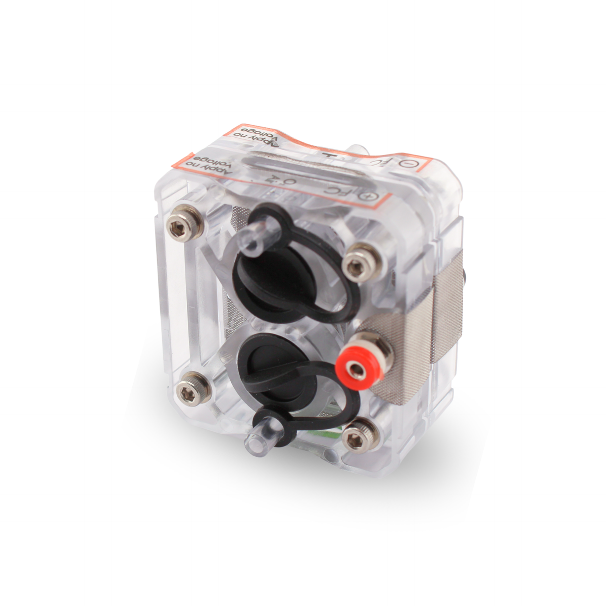 H-TEC F104 double fuel cell with air-breathing stoppers and red terminal, rear view