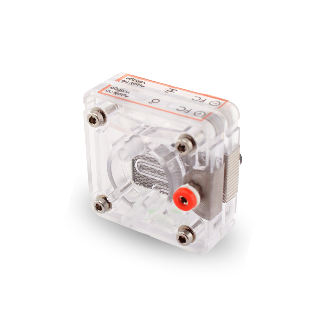 H-TEC F101 hydrogen/oxygen PEM fuel cell with red and black 2 mm terminals, rear view