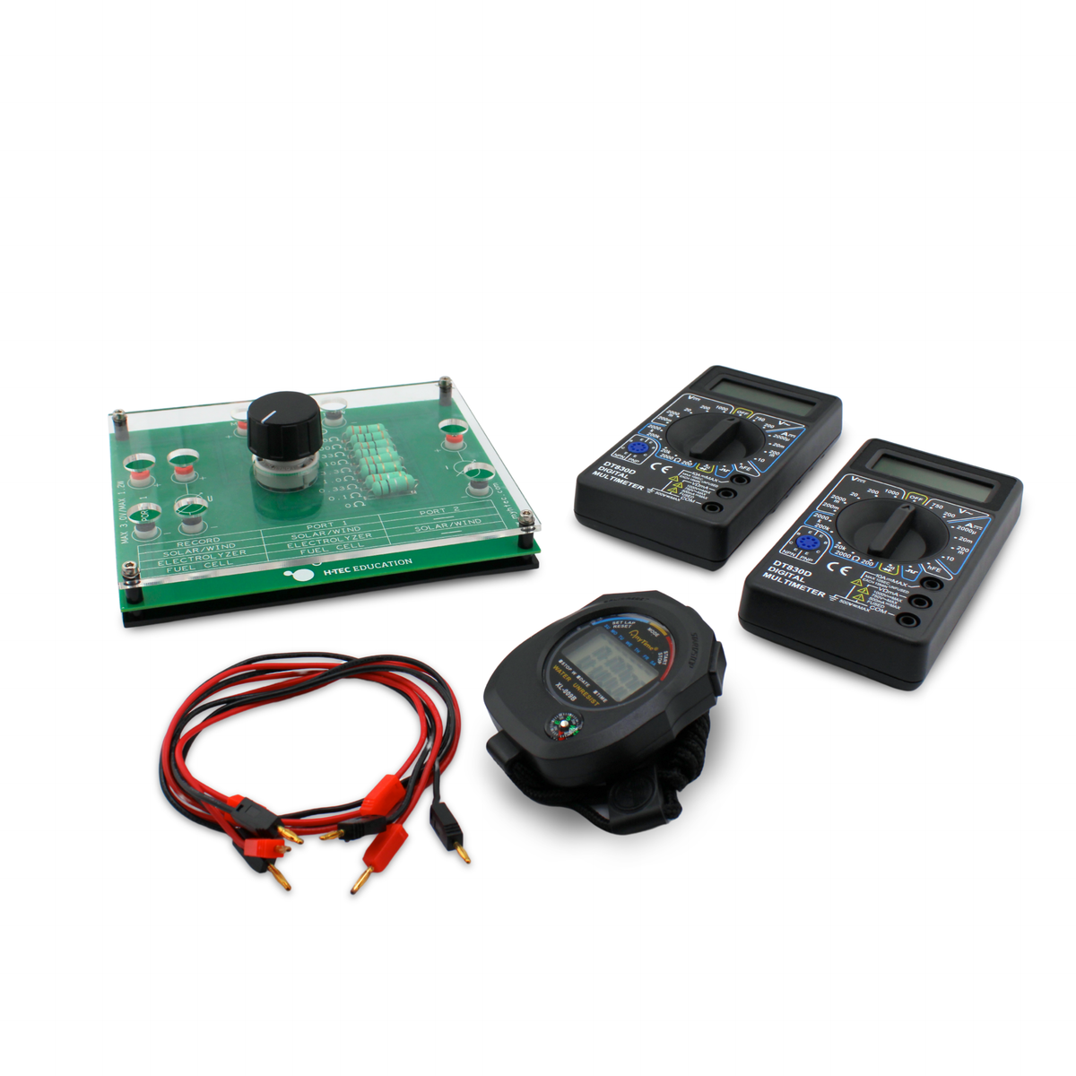 H-TEC Measurement Set 1 (A129) complete kit with decade resistor, two multimeters, stopwatch and cables