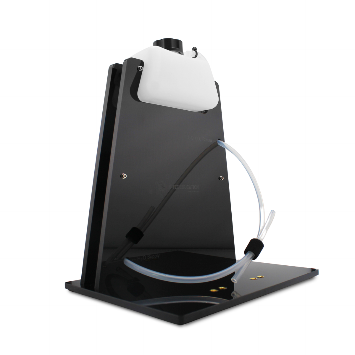 H-TEC Storage 1000 water tank for PEM electrolyzers, 1 L gravity-feed reservoir on black stand, front view